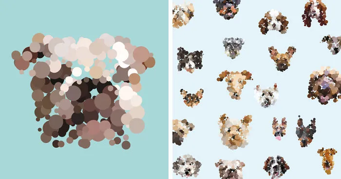 I Create Dot Portraits Of Dogs That Can Only Be Seen From The Distance
