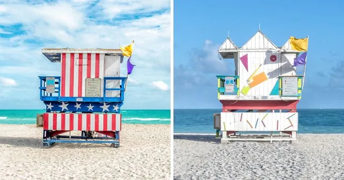 No Lifeguard On Duty: Colorful Lifeguard Cabins I Found In Miami