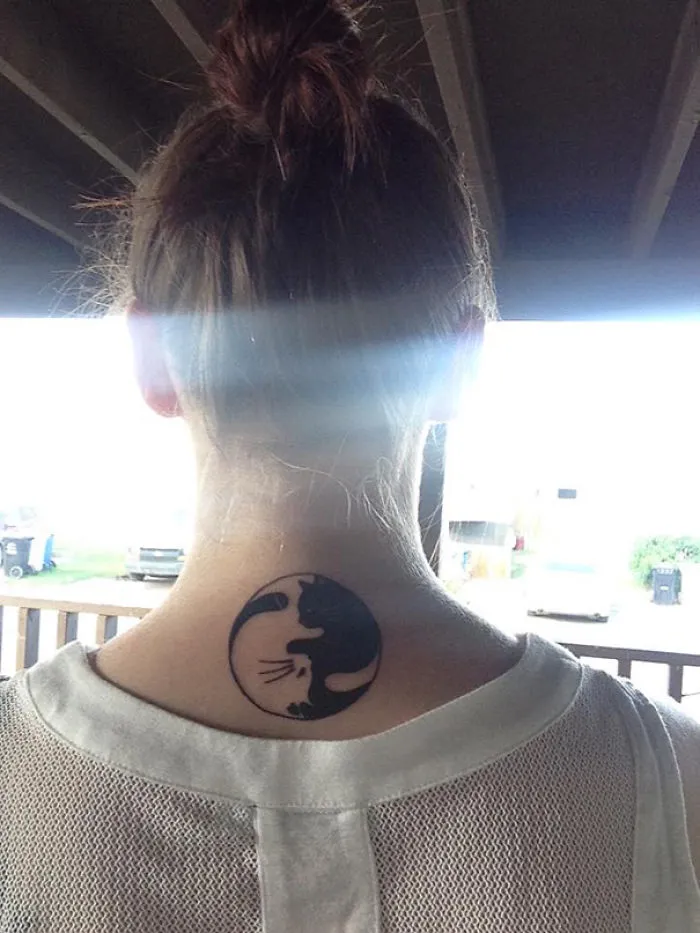Yin And Yang Cat Tattoo