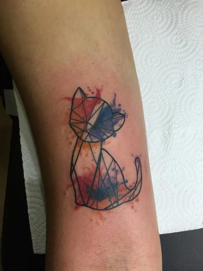 Geometric Cat Tattoo