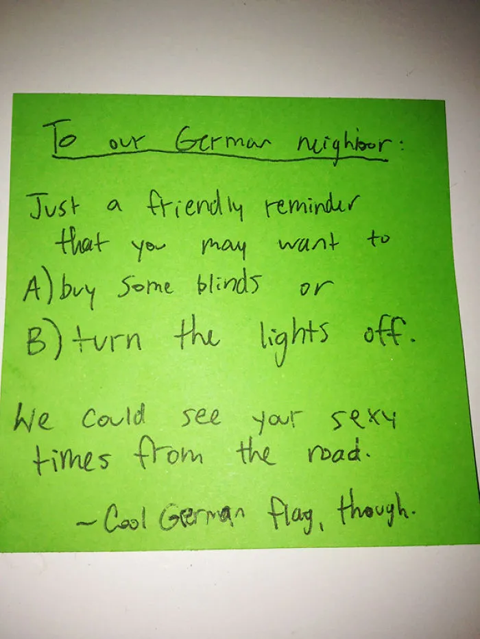 The Note That My Frat Bro Neighbors Got Today