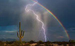 Lightning And Rainbow Captured Together In Once In A Lifetime Shot