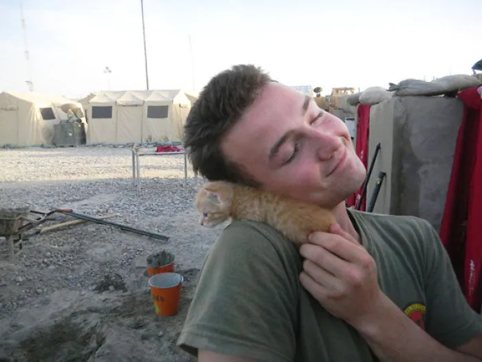 Soldier With A Kitten