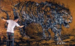Splattered-Ink Tiger That I Created Through Chaos
