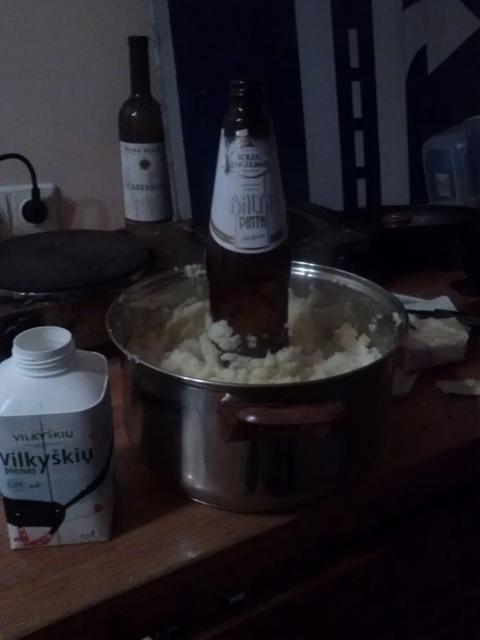 Smashed Potatos With Beer Bottle