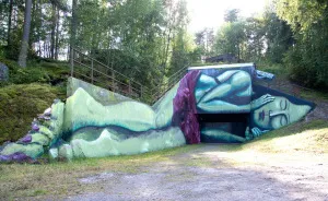 Environmental Art  - Huge Sleeping Troll Girl 3d Wall Mural & Alarm Clock With Wind Chimes