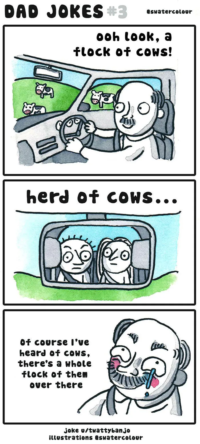 Dad Jokes Illustrated By 'Shitty Watercolour' Artist