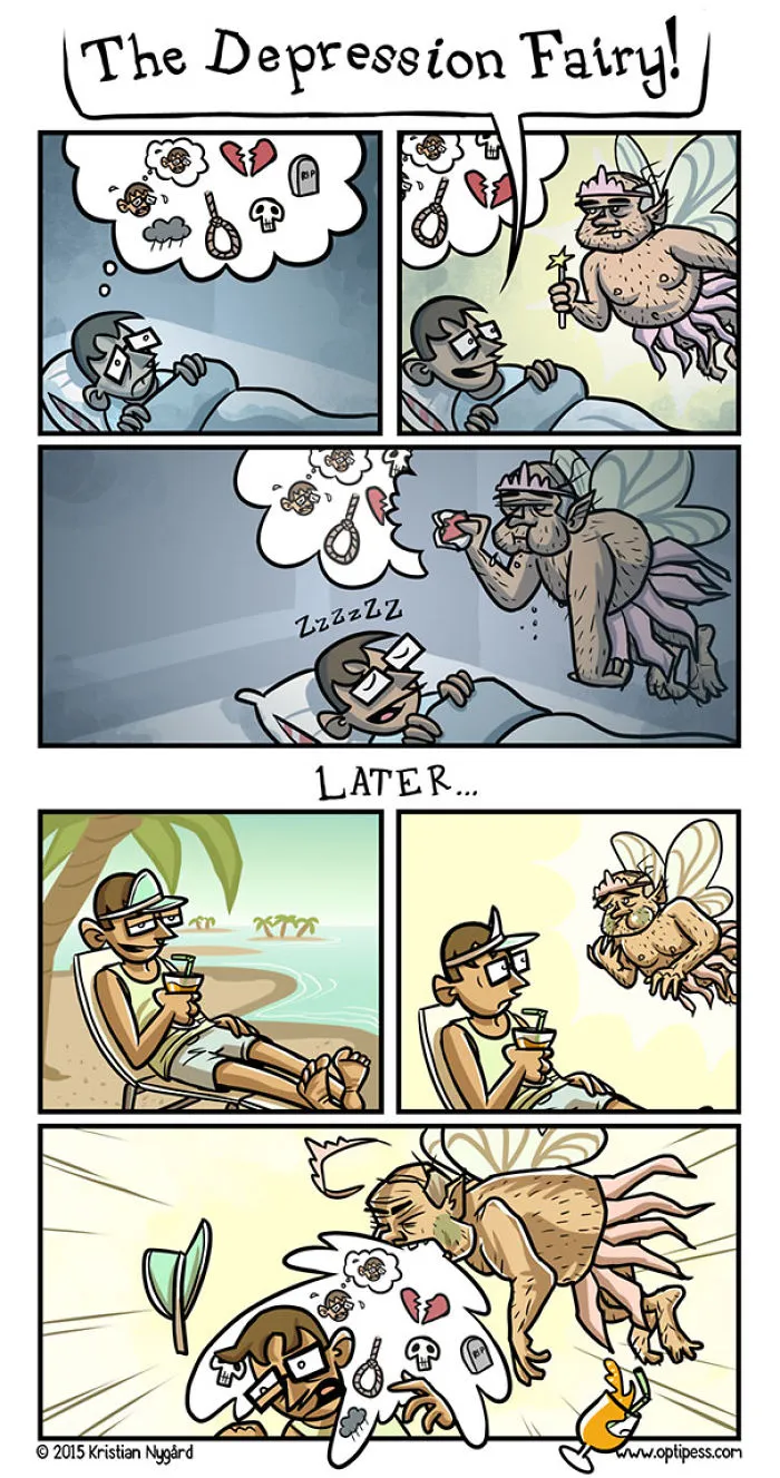 Depression Explained In Simple Comics By Optipess