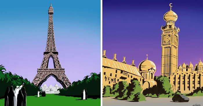 Famous Western Landmarks Reimagined In Eastern Architectural Styles