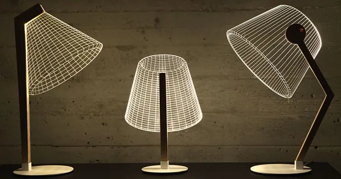 We Made Flat 2D Lamps That Create 3D Optical Illusions When Lit Up