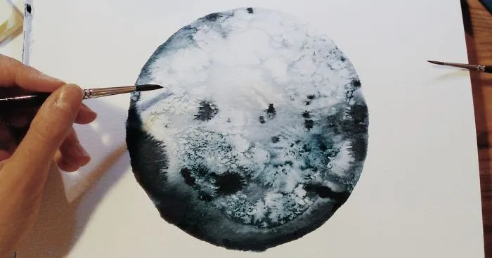I Watercolor Monochromatic Indigo Moons