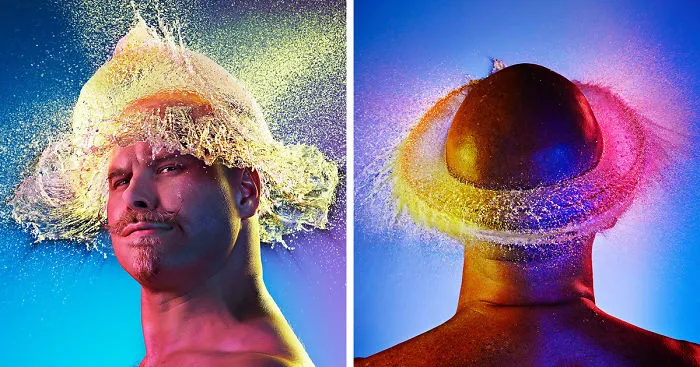 Incredible Water Wigs Done With Exploding Water Balloons