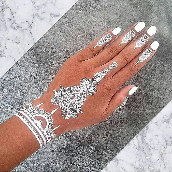 Stunning White Henna-Inspired Tattoos That Look Like Elegant Lace