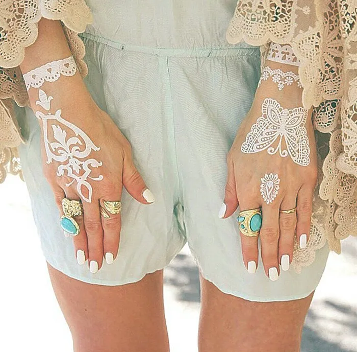 Stunning White Henna-Inspired Tattoos That Look Like Elegant Lace