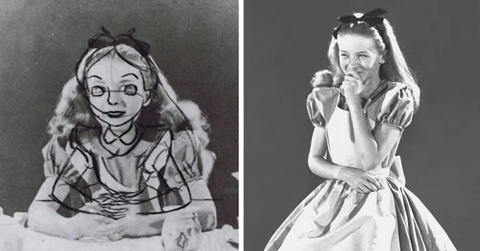 Old Photos Reveal How Disney's Animators Used A Real-Life Model To Draw Alice In Wonderland