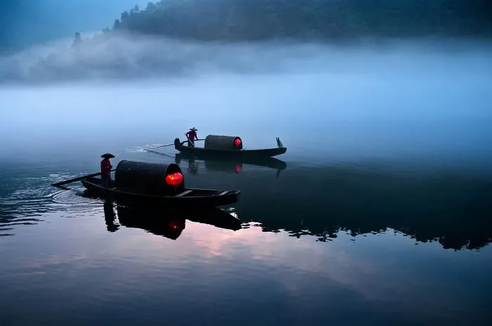 Ferry At Work As A Public Transportation On River