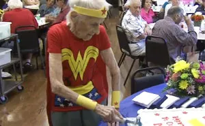 103-Year-Old Celebrates Birthday By Dressing Up As Wonder Woman And Volunteering At Senior Center