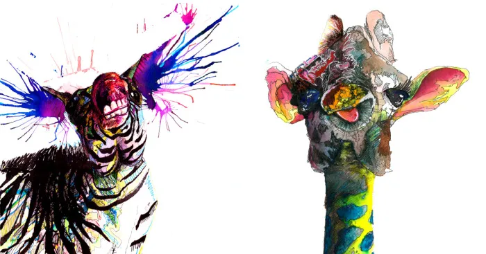 My Splashy Ink And Tea Drawings Of Animals