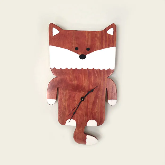 Wooden Fox Clock