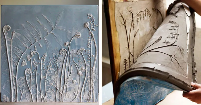 Artist Creates Flower Fossils By Casting Plants In Plaster