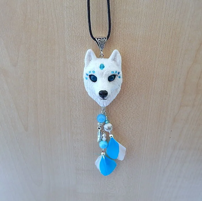 Spirit Wolf, White Wolf Pendant