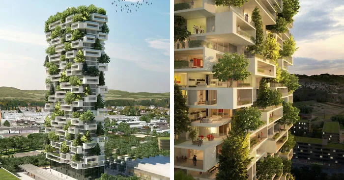 384ft-Tall Apartment Tower To Be World's First Building Covered In Evergreen Trees