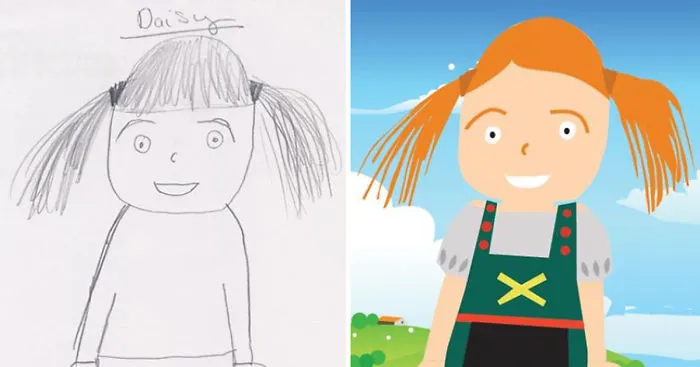Dad Re-Draws His Daughter's Pencil Sketches