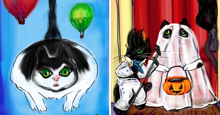 I Make Mondays Smilier By Emailing Mon-Daily Drawings Of My Cat Bitty Cow