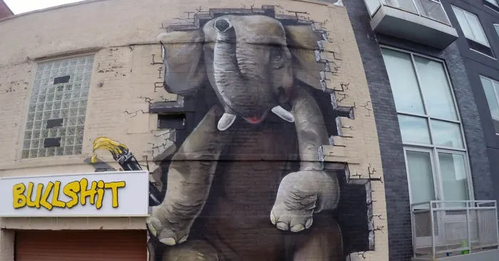 Artist Dian Paints Crazy Giant Elephant In The Streets Of Brooklyn, NY