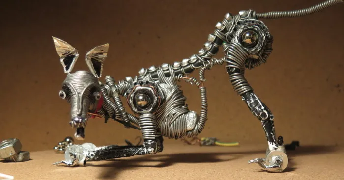 I Made An Animated Whippet Entirely From Tool Box Junk