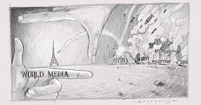 "World media" by Leemarej ‪#‎PrayForTheWorld‬