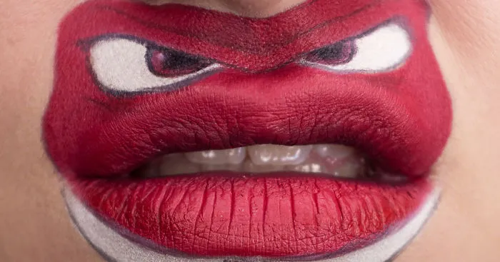 Inside-Out Characters Painted On My Wife's Lips