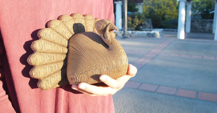 We Carved A Cardboard Turkey From Recycled Boxes