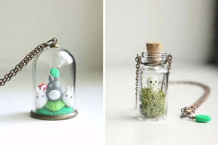 Totoro And Kodama Tree Spirit Terrarium Necklaces