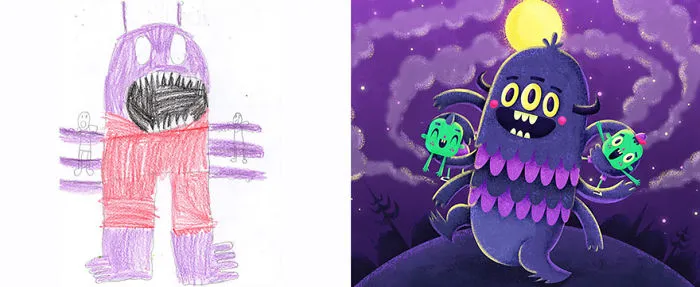 55 Artists Recreate Kids' Monster Doodles In Their Unique Styles