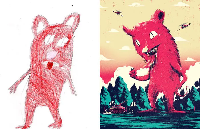 55 Artists Recreate Kids' Monster Doodles In Their Unique Styles