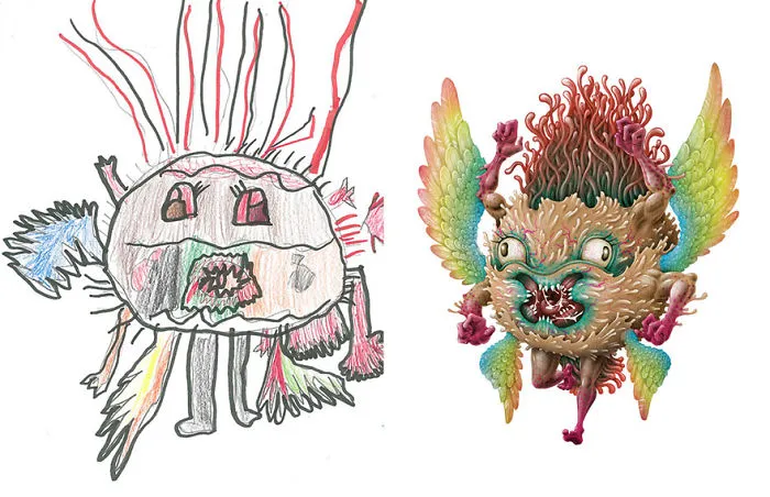 55 Artists Recreate Kids' Monster Doodles In Their Unique Styles