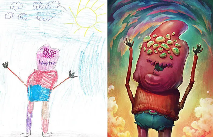 55 Artists Recreate Kids' Monster Doodles In Their Unique Styles