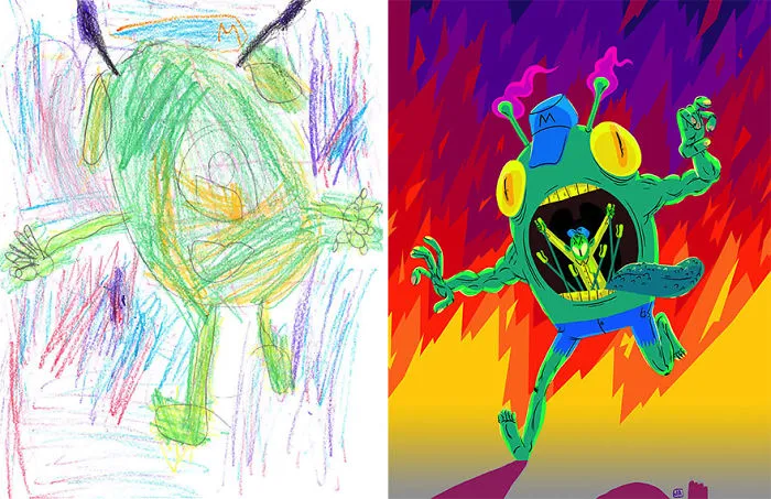 55 Artists Recreate Kids' Monster Doodles In Their Unique Styles