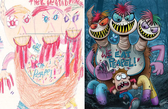 55 Artists Recreate Kids' Monster Doodles In Their Unique Styles