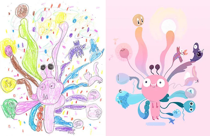 55 Artists Recreate Kids' Monster Doodles In Their Unique Styles