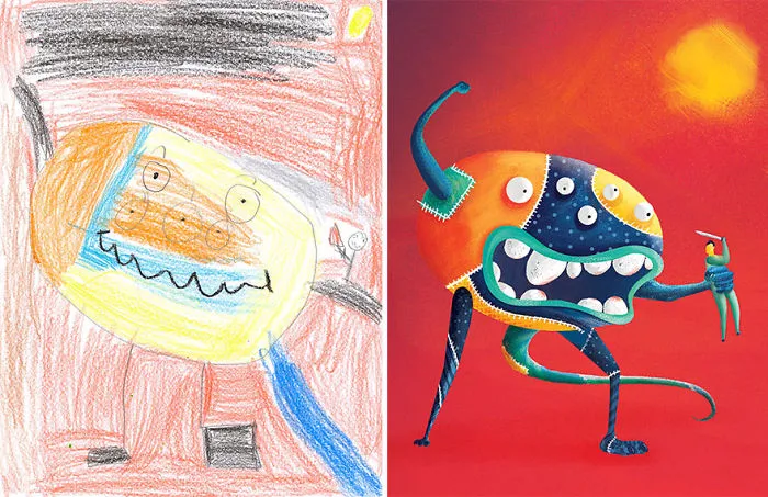 55 Artists Recreate Kids' Monster Doodles In Their Unique Styles