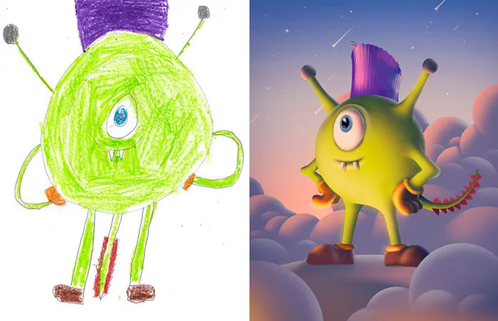 55 Artists Recreate Kids' Monster Doodles In Their Unique Styles