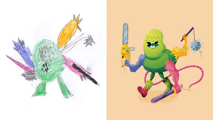 55 Artists Recreate Kids' Monster Doodles In Their Unique Styles
