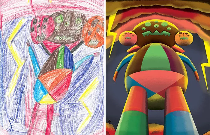 55 Artists Recreate Kids' Monster Doodles In Their Unique Styles