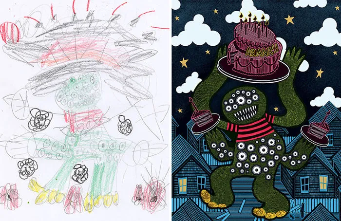 55 Artists Recreate Kids' Monster Doodles In Their Unique Styles