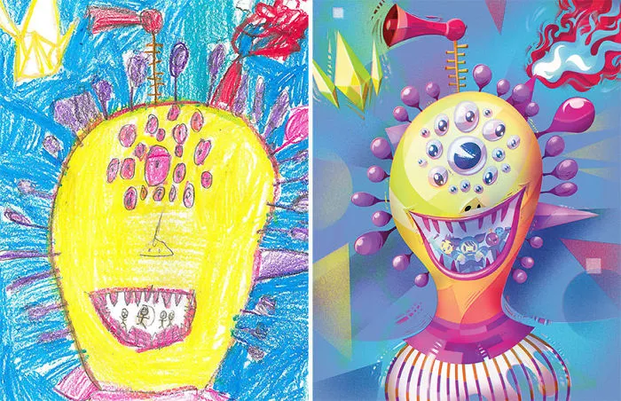55 Artists Recreate Kids' Monster Doodles In Their Unique Styles