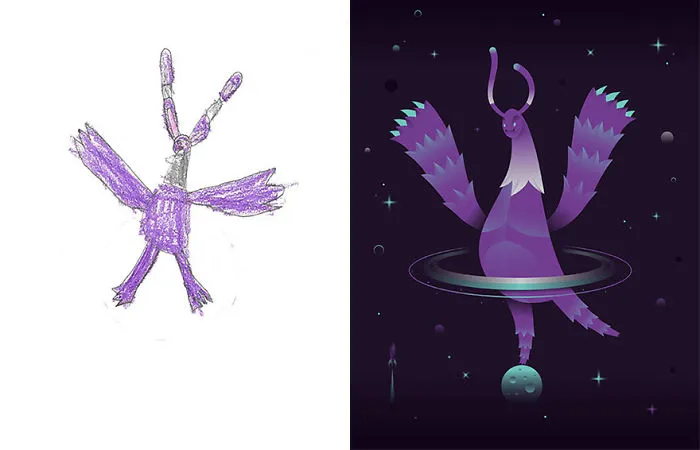 55 Artists Recreate Kids' Monster Doodles In Their Unique Styles