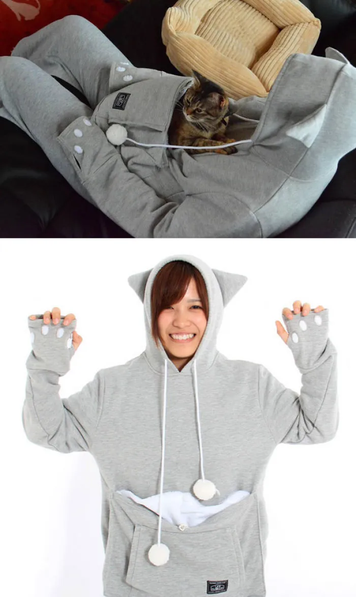 Cat Hoodie With Kangaroo Pouch