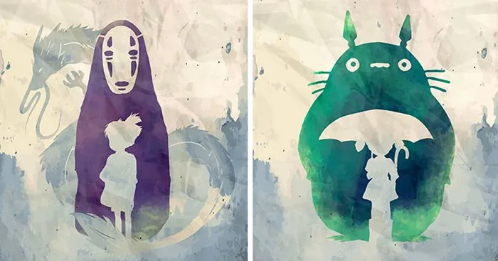 I Designed Minimalist Watercolor Posters With Hayao Miyazaki Characters